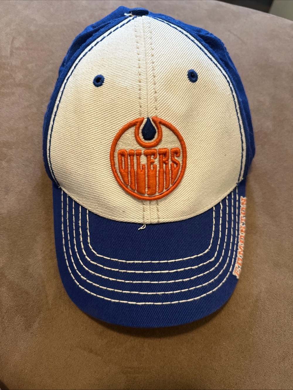 ’47 Brand Vintage Hockey Edmonton Oilers Adjustable Hat Blue White NHL Cap